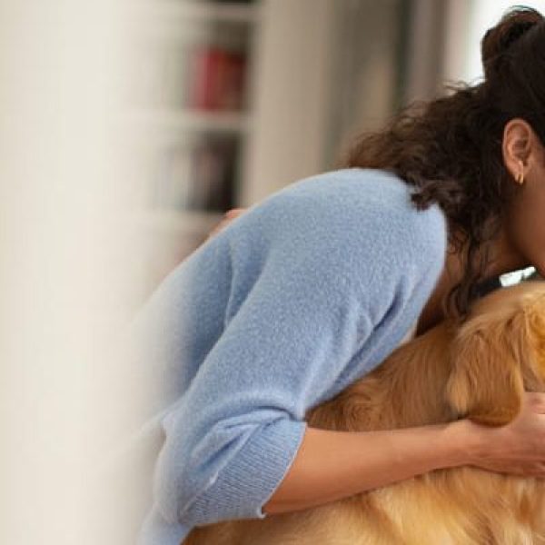 glückliches paar mit ihrem hund, haustiere